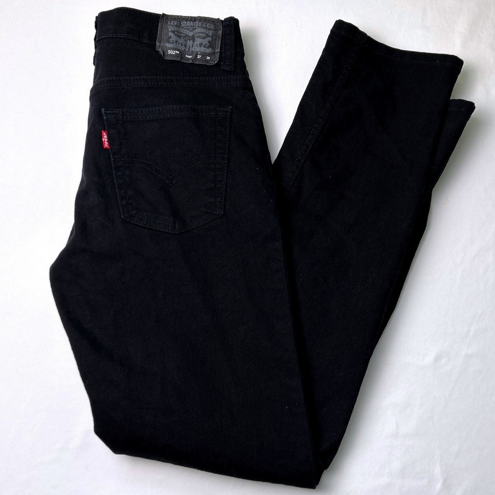 Levi's Boys 502 Regular Taper Jeans Black Size 14 Stretch Denim Classic